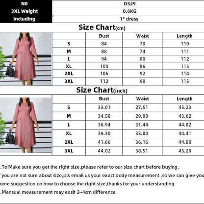 FairyShely 2025 Plus-Size A-Line V-Neck Long Sleeve Dress