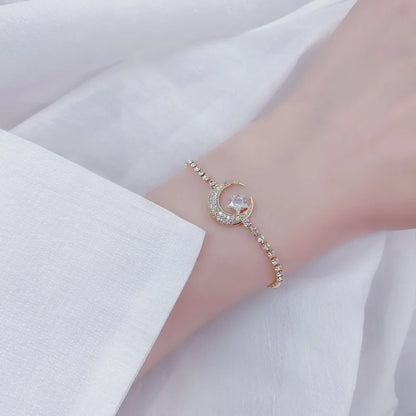 Korean Luxury Zircon Flower Adjustable Bracelet for Women Elegant Love Heart Butterfly Round Shiny Wedding Bracelet Jewelry Gift - D&M Boutique