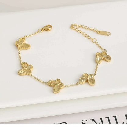 Hot Sale Luxury Stainless Steel Insect Butterfly Bracelet Simple for Woman Casual Holiday Party Jewelry Accessories Clover