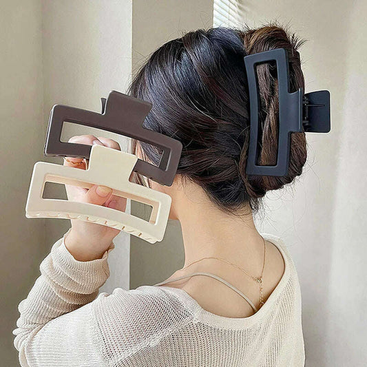 Oversized 13CM Solid Square Frosted Hair Claw