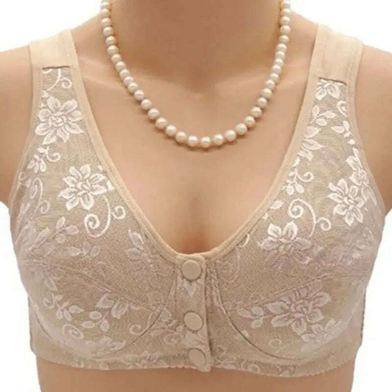 Front Button Wireless Cotton Bra: Anti-Sagging - D&M Boutique 
