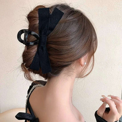 Velvet Black Bow Hair Clips for Women.