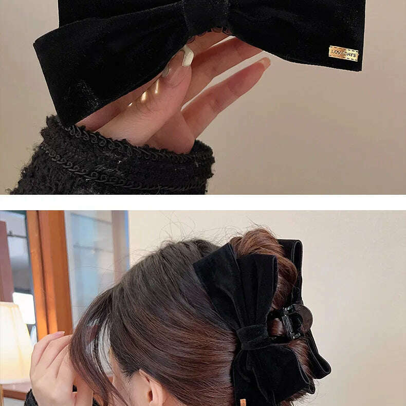 Velvet Double-Sided Bow Hair Clips - D&M Boutique