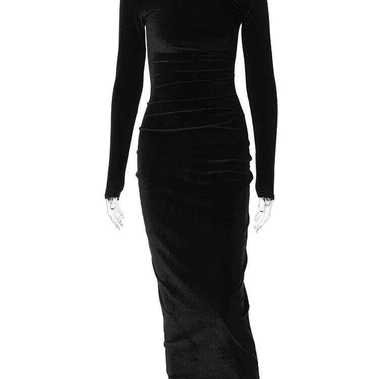 Dulzura 2024 Velvet Long Sleeve Midi Dress for Women