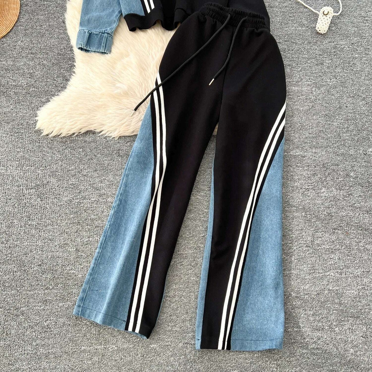 SINGREINY Autumn Casual 2-Piece Set, O-Neck Top & Drawstring Pants - D&M Boutique