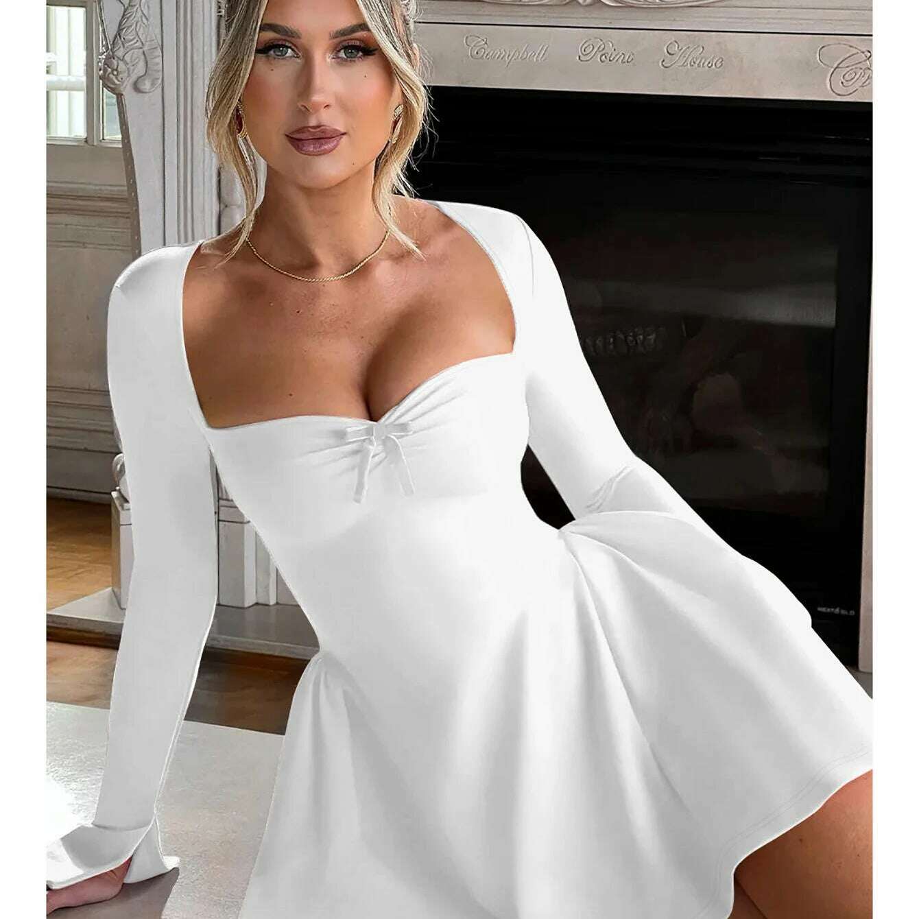 Dulzura Slit Flare Sleeve A-Line Mini Dress