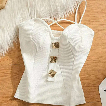 Knitted Camisole Tank Top: Women's Summer Outerwear - D&M Boutique