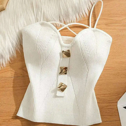 Knitted Camisole Tank Top: Women's Summer Outerwear - D&M Boutique