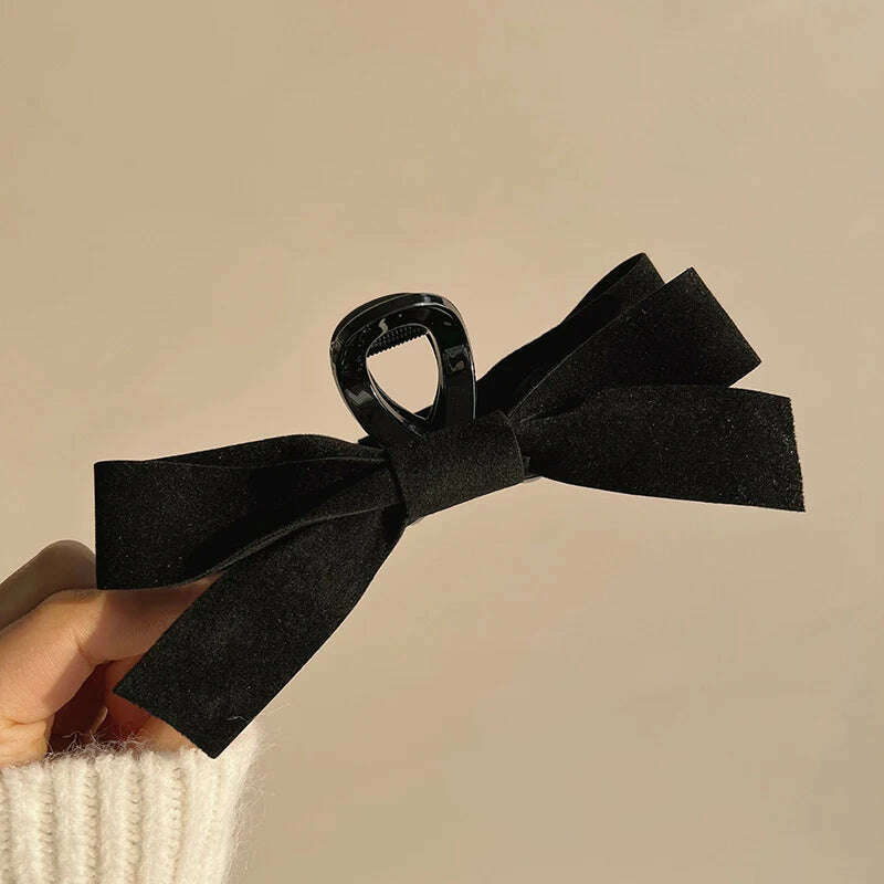 Velvet Black Bow Hair Clips for Women.