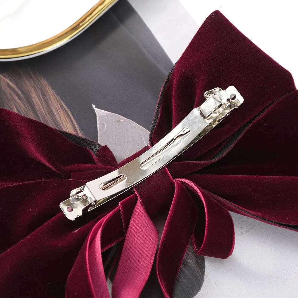 Velvet Bow Hair Barrettes for Women