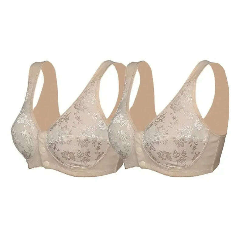 Front Button Wireless Cotton Bra: Anti-Sagging - D&M Boutique 