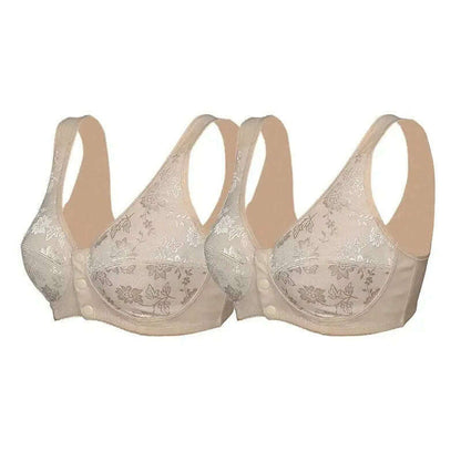 Front Button Wireless Cotton Bra: Anti-Sagging - D&M Boutique 