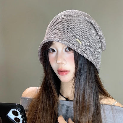 Japanese Fashion Mesh Breathable Linen Beanie Man Woman Casual Elegant Skull Cap Pullover Hats Headscarf Spring Summer Autumn