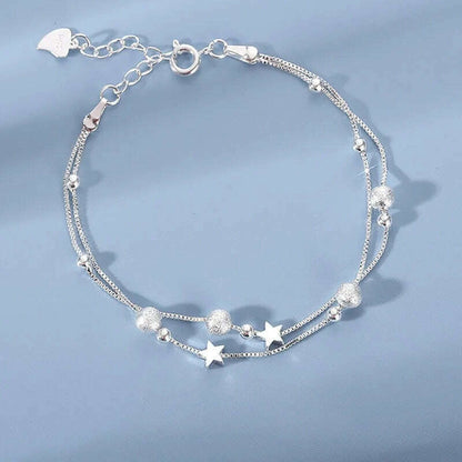 Luxury 925 Sterling Silver Star Beaded Bracelet for Women - D&M Boutique