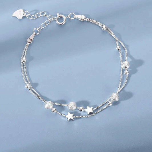 Luxury 925 Sterling Silver Star Beaded Bracelet for Women - D&M Boutique
