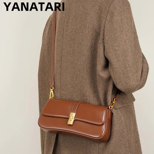 YANATARI Cowhide Leather Crossbody Bag - Vintage Luxury