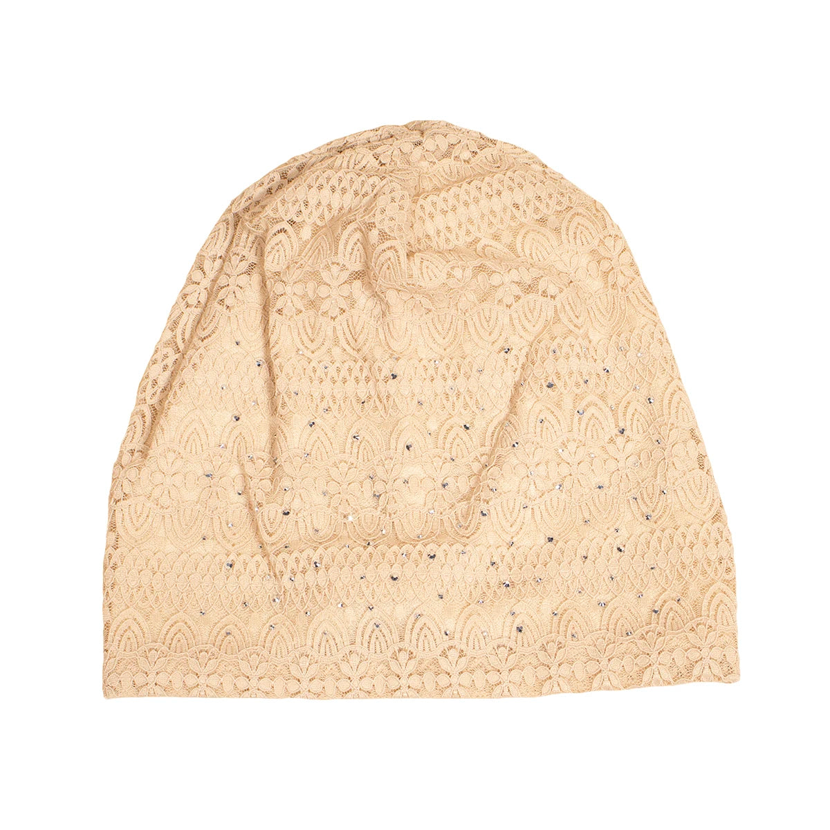 Women Fashion Lace Beanies Cap Rhinestone flower lace breathable spring summer beanie caps