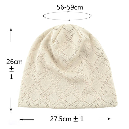 Women's Knit Diamond Mesh Slouchy Beanie Breathable Spring Summer Hat Lightweight Casual Outdoor Beanies Soft Sleep Bonnet Cap