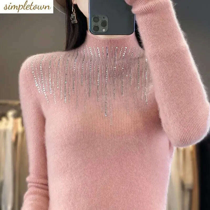 Diamond High Neck Sweater: Women's Autumn/Winter Knit - D&M Boutique 