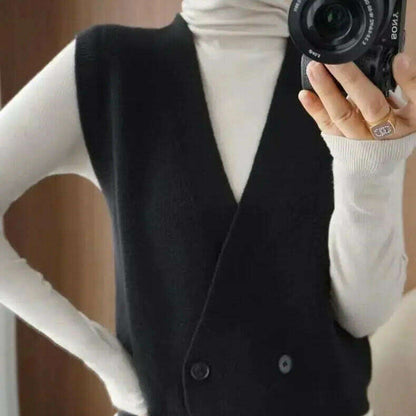 2024 Knitted Cardigan Vest: Loose, Casual Sleeveless Sweater