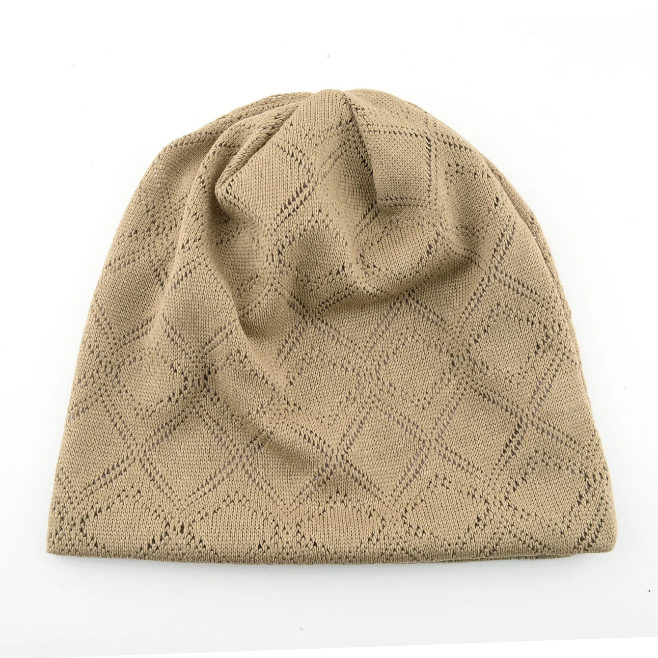 Women's Knit Diamond Mesh Slouchy Beanie Breathable Spring Summer Hat Lightweight Casual Outdoor Beanies Soft Sleep Bonnet Cap