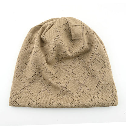 Women's Knit Diamond Mesh Slouchy Beanie Breathable Spring Summer Hat Lightweight Casual Outdoor Beanies Soft Sleep Bonnet Cap