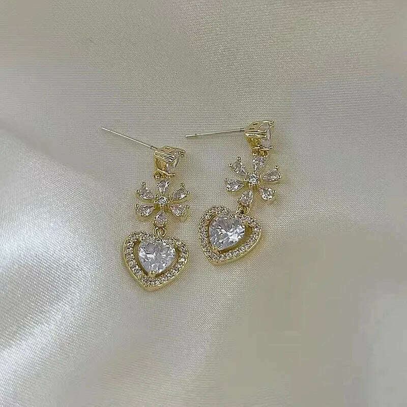 2024 Flower Love Zircon Gold Stud Earrings