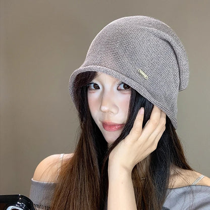 Japanese Fashion Mesh Breathable Linen Beanie Man Woman Casual Elegant Skull Cap Pullover Hats Headscarf Spring Summer Autumn