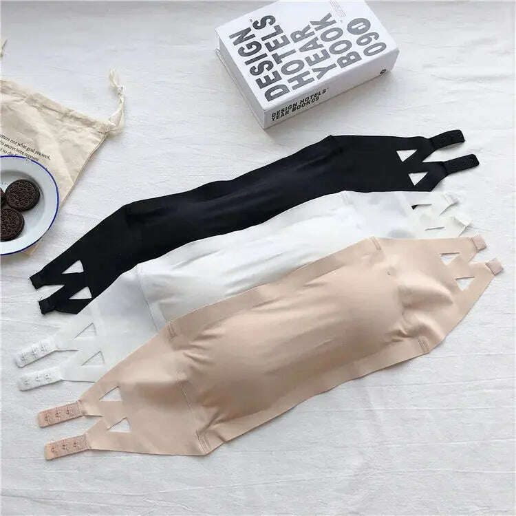 Ice Silk Strapless Bra: Seamless Crop Tube Top Bralette for Women - D&M Boutique
