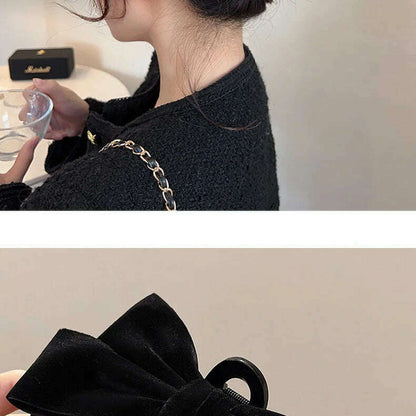 Velvet Double-Sided Bow Hair Clips - D&M Boutique