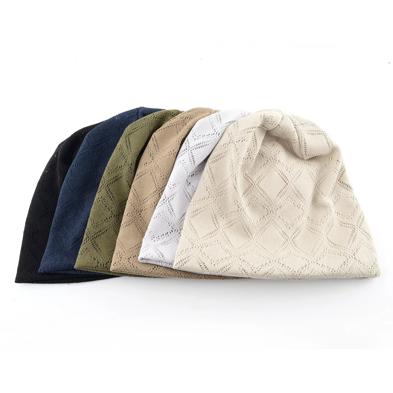 Women's Knit Diamond Mesh Slouchy Beanie Breathable Spring Summer Hat Lightweight Casual Outdoor Beanies Soft Sleep Bonnet Cap