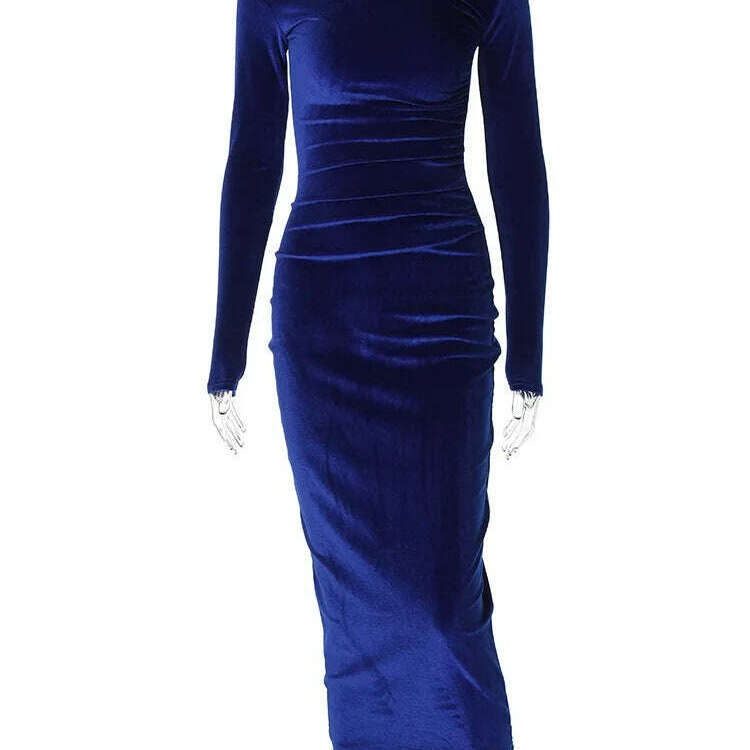 Dulzura 2024 Velvet Long Sleeve Midi Dress for Women