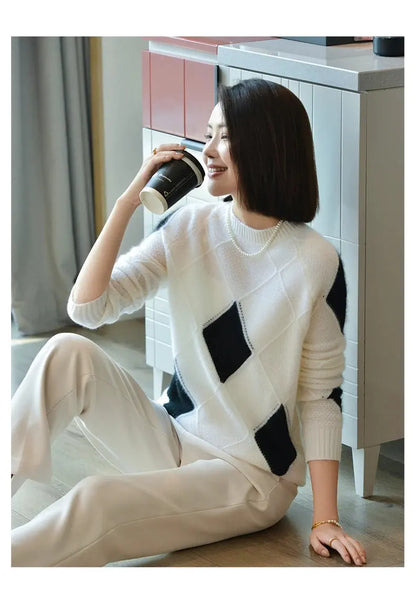 100% Wool O-Neck Sweater: Women’s Autumn/Winter Pullover - D&M Boutique