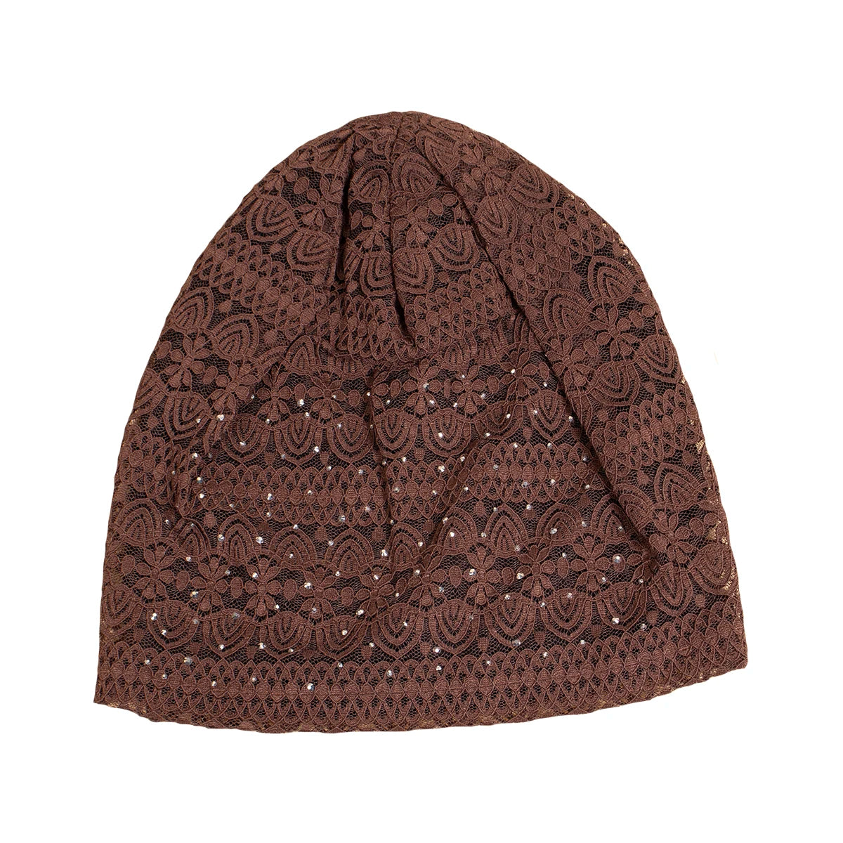 Women Fashion Lace Beanies Cap Rhinestone flower lace breathable spring summer beanie caps