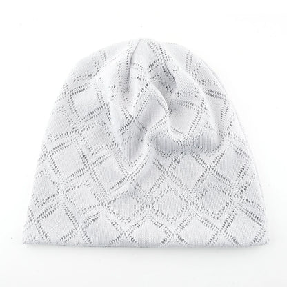 Women's Knit Diamond Mesh Slouchy Beanie Breathable Spring Summer Hat Lightweight Casual Outdoor Beanies Soft Sleep Bonnet Cap