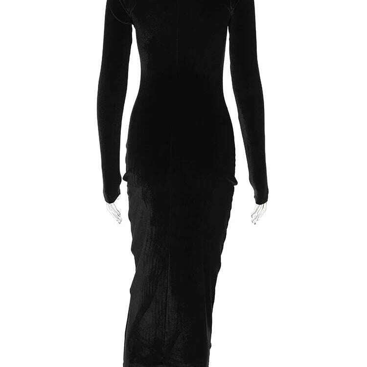 Dulzura 2024 Velvet Long Sleeve Midi Dress for Women
