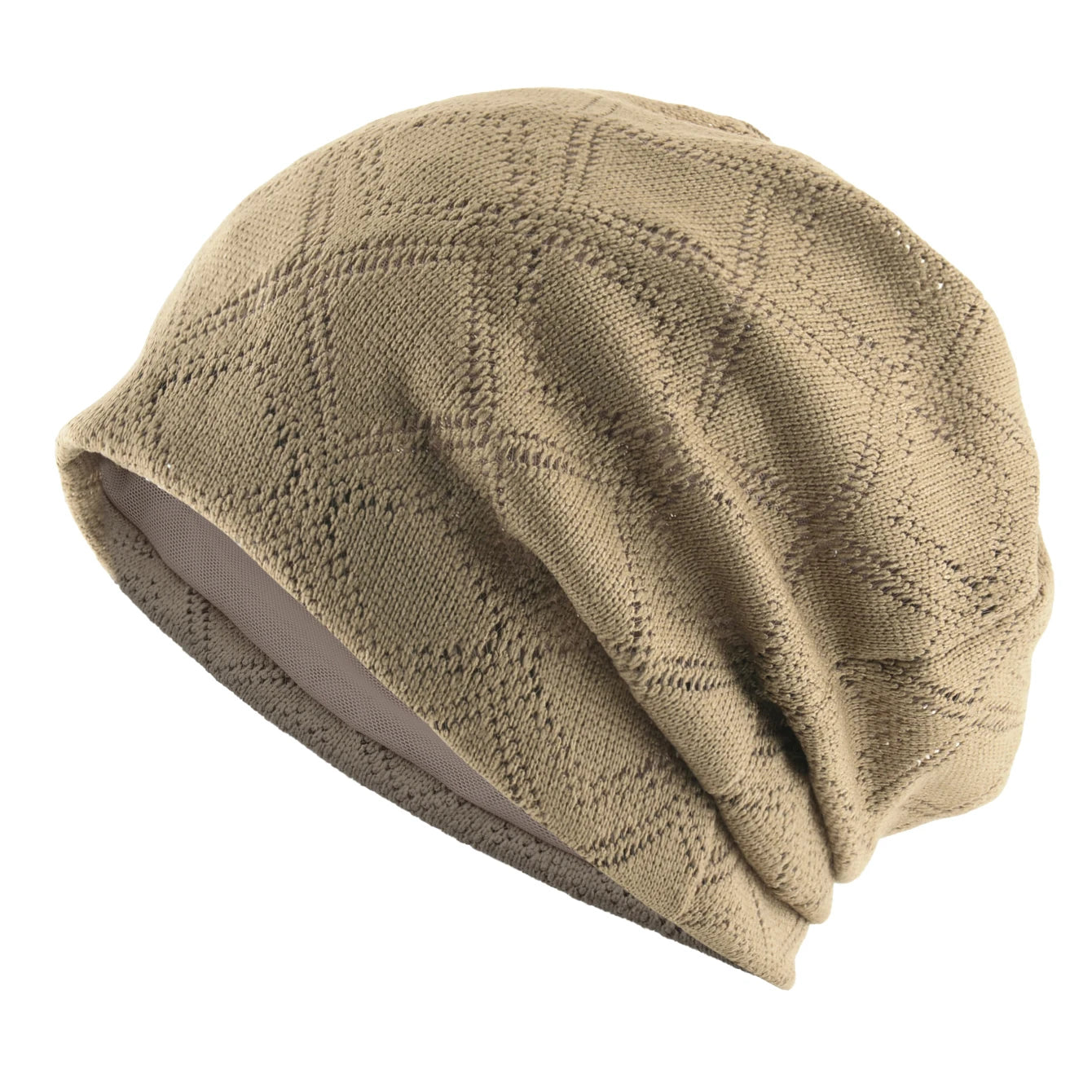 Women's Knit Diamond Mesh Slouchy Beanie Breathable Spring Summer Hat Lightweight Casual Outdoor Beanies Soft Sleep Bonnet Cap