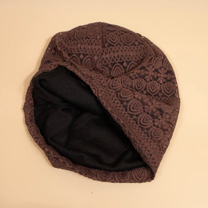 Women Fashion Lace Beanies Cap Rhinestone flower lace breathable spring summer beanie caps