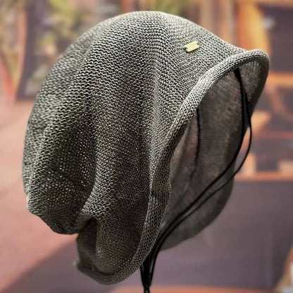 Japanese Fashion Mesh Breathable Linen Beanie Man Woman Casual Elegant Skull Cap Pullover Hats Headscarf Spring Summer Autumn