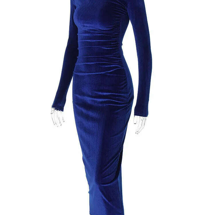 Dulzura 2024 Velvet Long Sleeve Midi Dress for Women