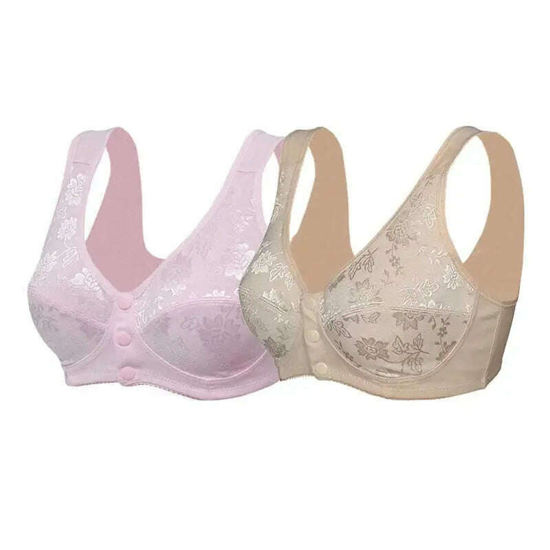 Front Button Wireless Cotton Bra: Anti-Sagging - D&M Boutique 