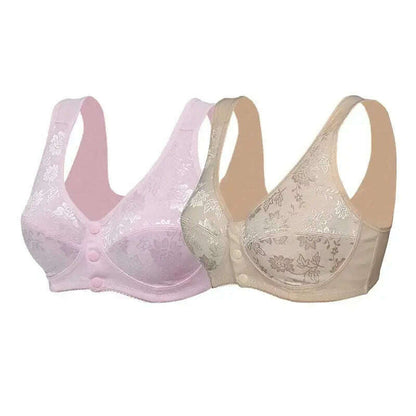 Front Button Wireless Cotton Bra: Anti-Sagging - D&M Boutique 