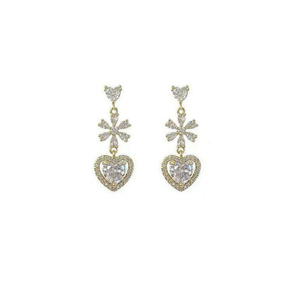 2024 Flower Love Zircon Gold Stud Earrings