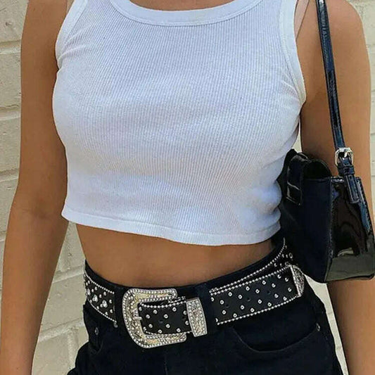 Harajuku Crop Tank: Off-Shoulder, Knitted Summer Top - D&M Boutique 