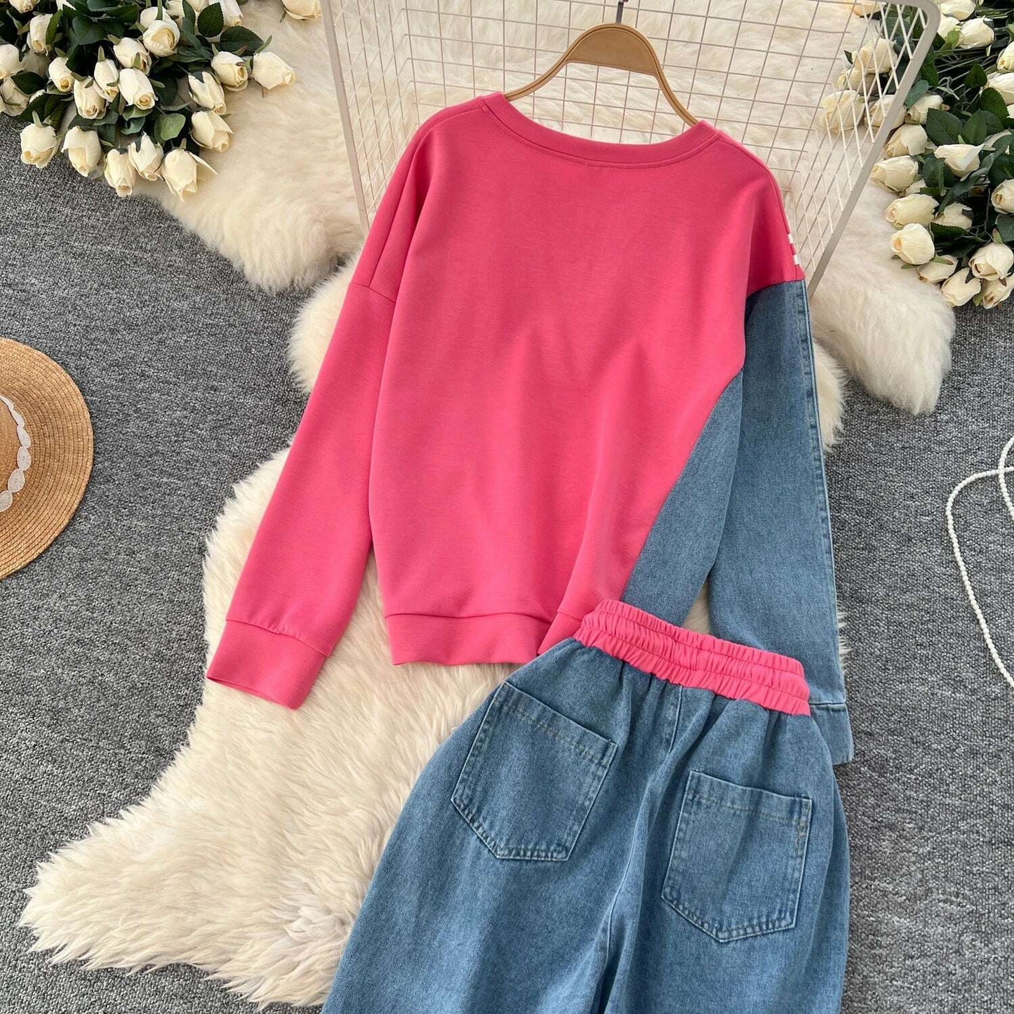 SINGREINY Autumn Casual 2-Piece Set, O-Neck Top & Drawstring Pants - D&M Boutique