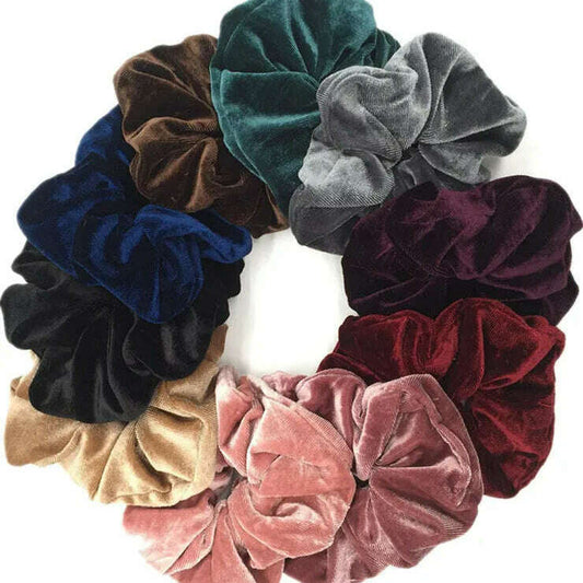 Velvet Hair Scrunchies Set – Solid Colors - D&M Boutique