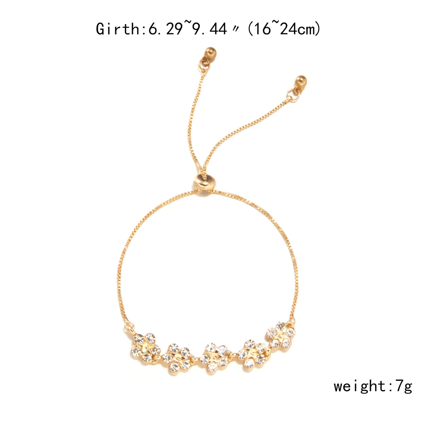 Korean Luxury Zircon Flower Adjustable Bracelet for Women Elegant Love Heart Butterfly Round Shiny Wedding Bracelet Jewelry Gift - D&M Boutique