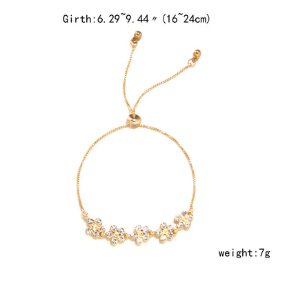 Korean Luxury Zircon Flower Adjustable Bracelet for Women Elegant Love Heart Butterfly Round Shiny Wedding Bracelet Jewelry Gift - D&M Boutique