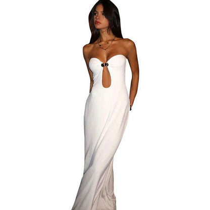CUTENOVA Strapless Cut-Out Bodycon Maxi Dress
