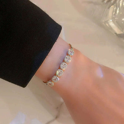 Korean Luxury Zircon Flower Adjustable Bracelet for Women Elegant Love Heart Butterfly Round Shiny Wedding Bracelet Jewelry Gift - D&M Boutique